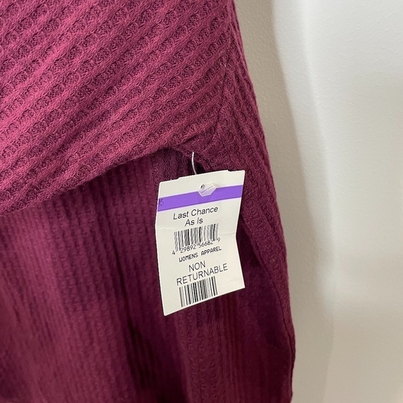 Bobeau Cowl Neck Raglan Sleeve Thermal Maroon Top - Picture 5 of 5